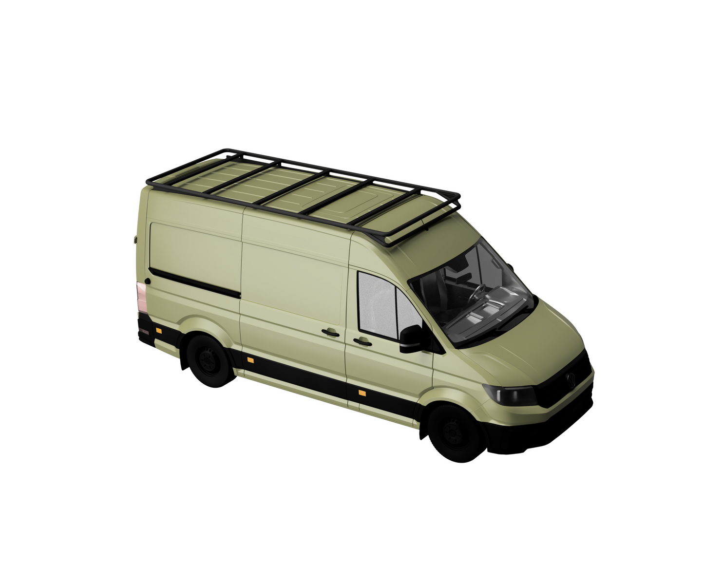 Modularer Dachträger auf einem VW Crafter, MAN TGE in robuster Offroadausführung